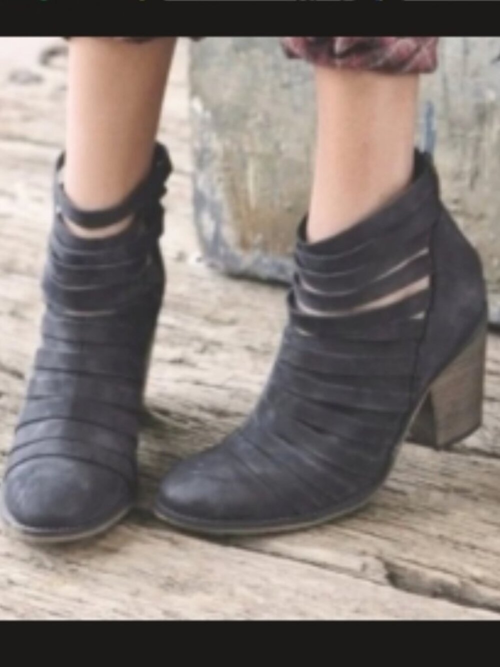 Free People Hybrid Strappy Leather Black Bootie Ankle Booties Heels EU 38